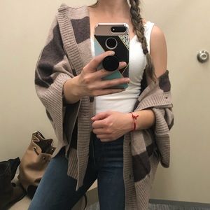 Bohemian striped wool  button down cape